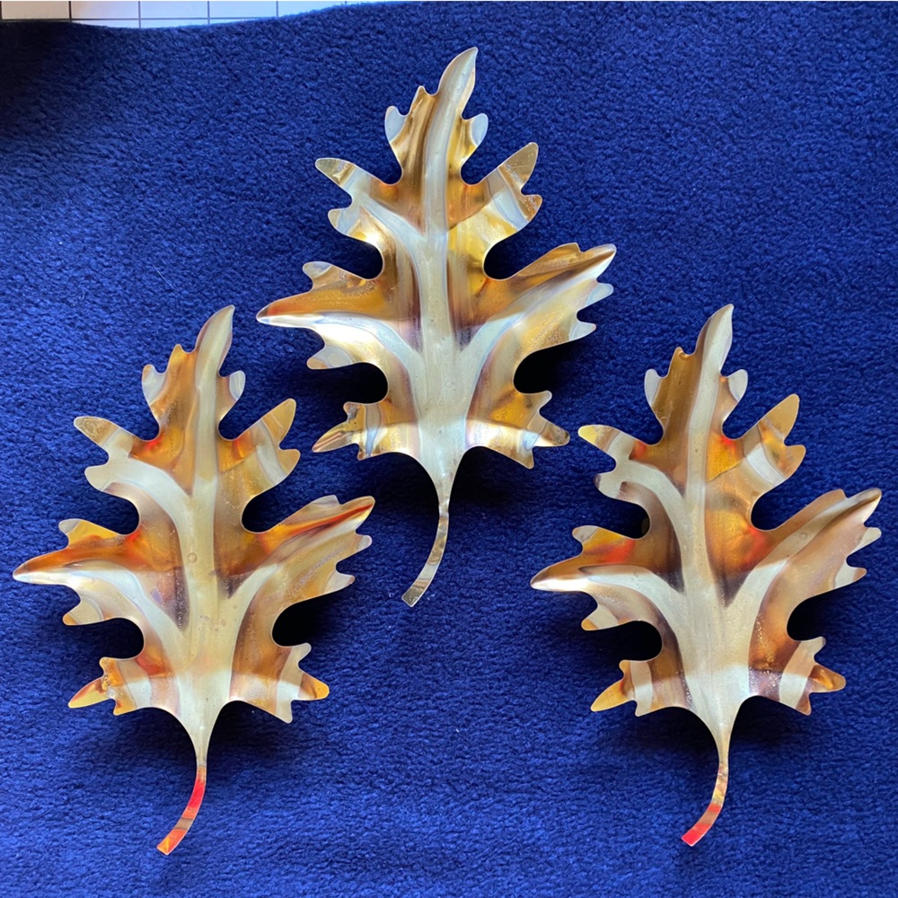 Home Interiors Metal Leaf Wall Decor Set of 3